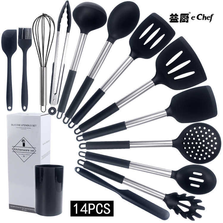 刮刀件套硅胶厨具套装厨具烹饪 刷子勺14不粘锅柄管铲烘焙
