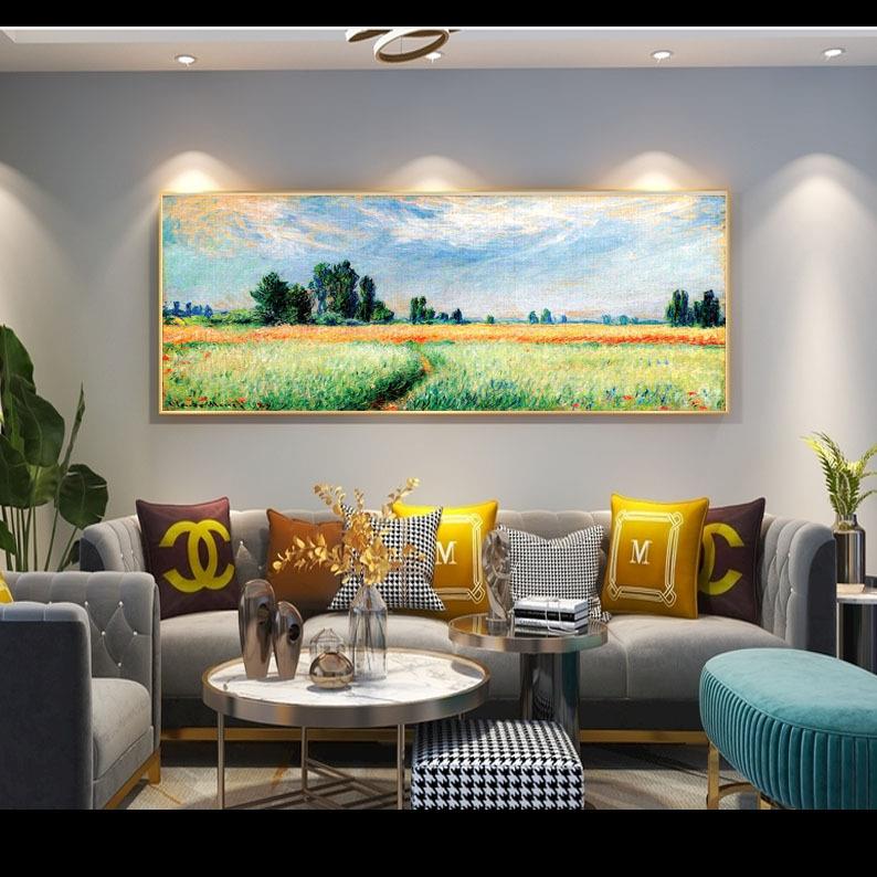 梵高莫奈装饰画世界名画丰收风景油画客厅餐厅卧室艺术画沙发背景
