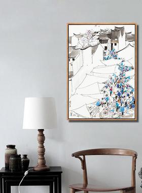 中式吴冠中水房墨画客厅装画饰书挂中国风玄画关壁画山水风XL-059