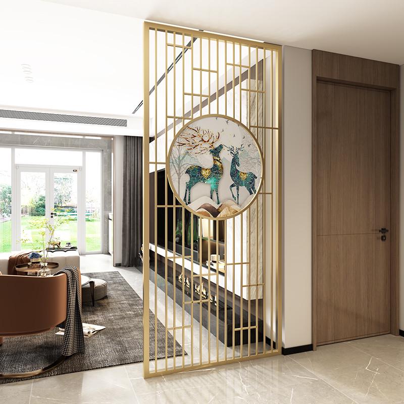 现代铁艺客厅入户屏风玄关办公室轻镂空墙装饰简约奢遮挡北欧隔断