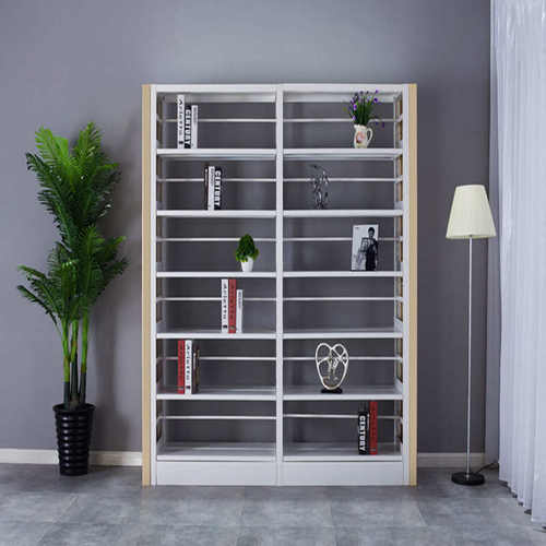 钢制图书架简约铁艺柜加厚钢制书架家用图书馆书柜落地绘本置物架