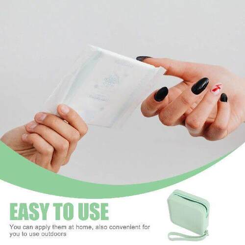 Bag Pouch for Pads Light Green Silica Gel and Tampon Holder