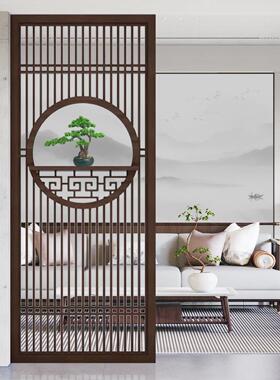 定制全新中国风入口大厅客厅隔断实木格栅屏风背景墙现代简单网格