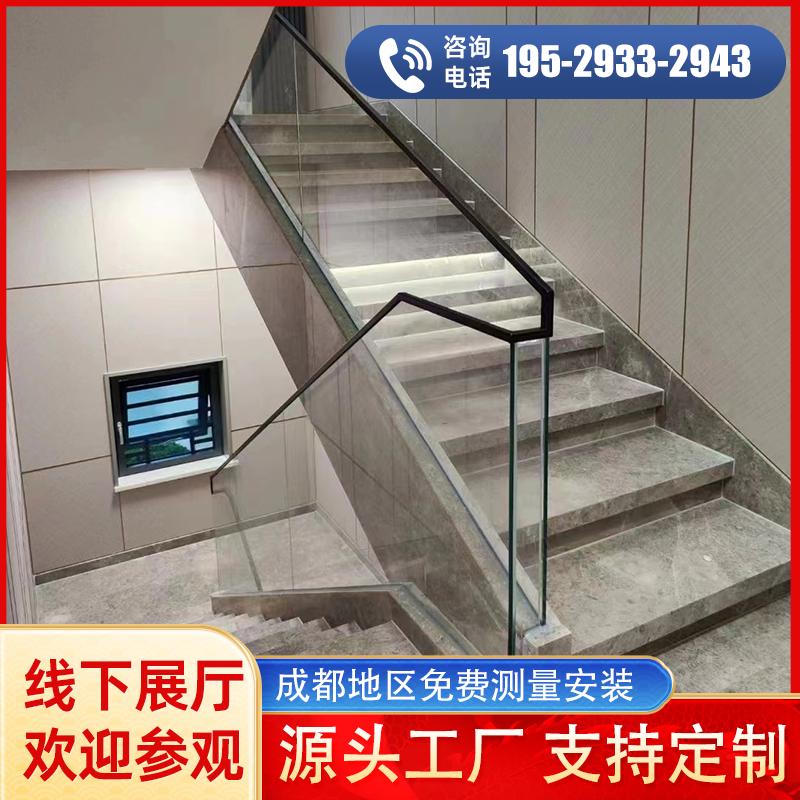 网红别墅旋转楼梯钢化loft玻璃楼梯扶手栏杆现代极简轻奢室内护栏