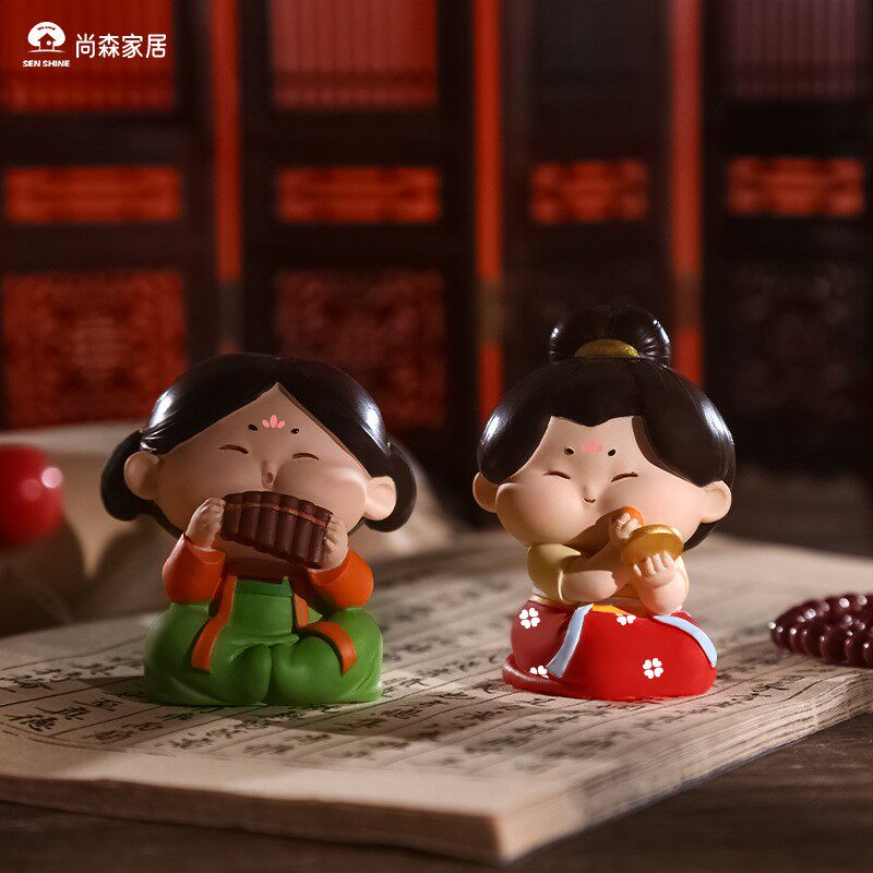 中人物唐桌仕女可爱人家偶居客厅面摆件式装D1189-86饰小摆件树脂