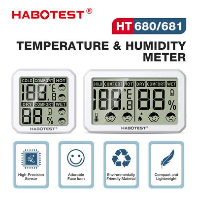 HABOTEST工厂店HT680HT681温湿度计舒适提示简约家用室内温湿度计