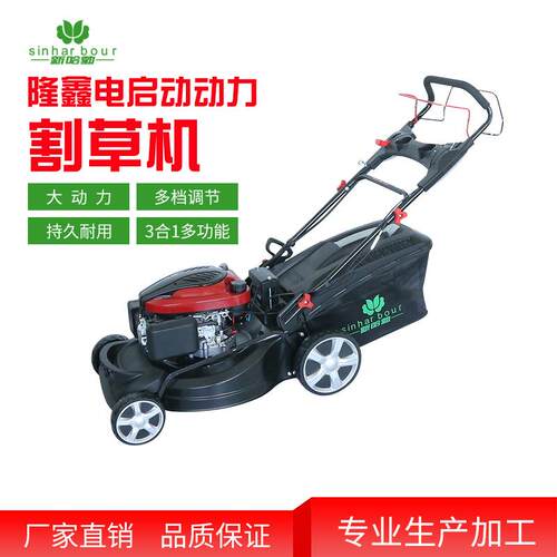 LX电启动21寸四冲程除草机 草坪汽油割草机 手推式自走式草坪机