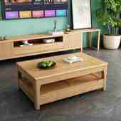 实木茶几电视柜组合客厅轻奢高级感1米2小茶几带抽屉简易沙发茶几