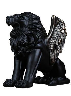 落地翅膀狮子摆件北欧客厅酒柜电视柜装饰品简约办公室陈列艺术品