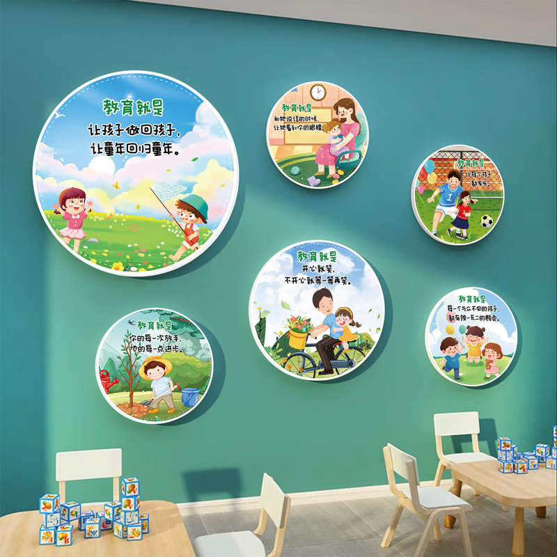 幼儿园墙面装饰画教育理念是什么班级教室走廊楼梯立体墙贴画挂画图片