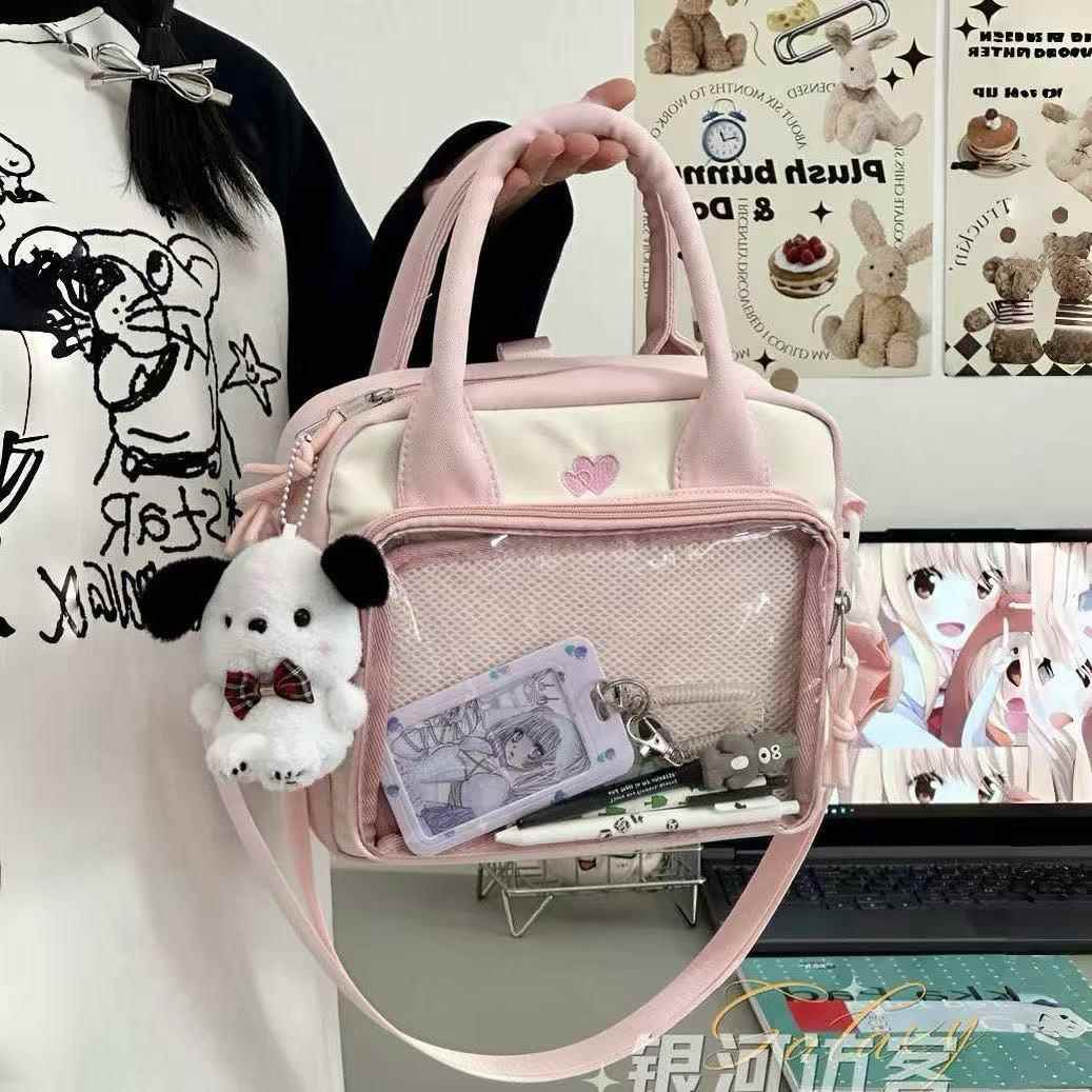 多用手提双肩斜挎包女透明百搭二次元娃包吧唧痛包少女包包单肩包图片