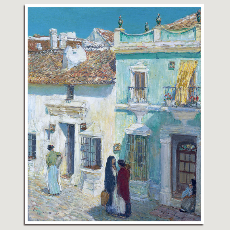 印象主义哈萨姆《Plaza de la Merced, Ronda》油画复制挂画