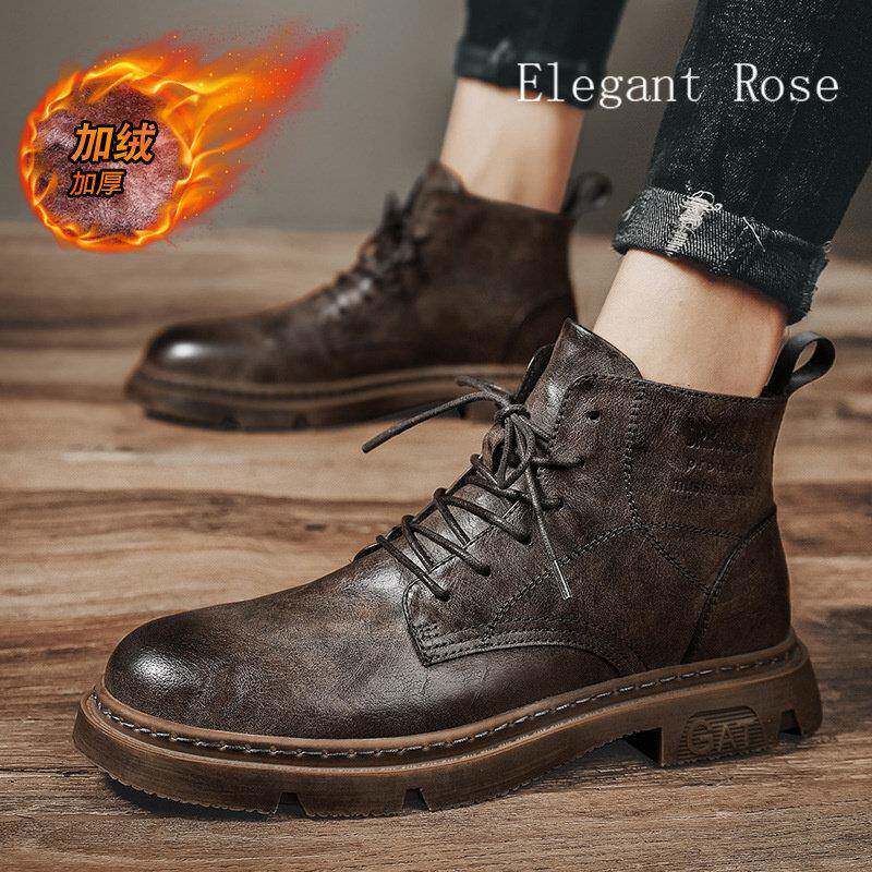 ELEGANT ROSE 男鞋马丁靴高帮英伦风复古秋冬款工装靴户外登山靴