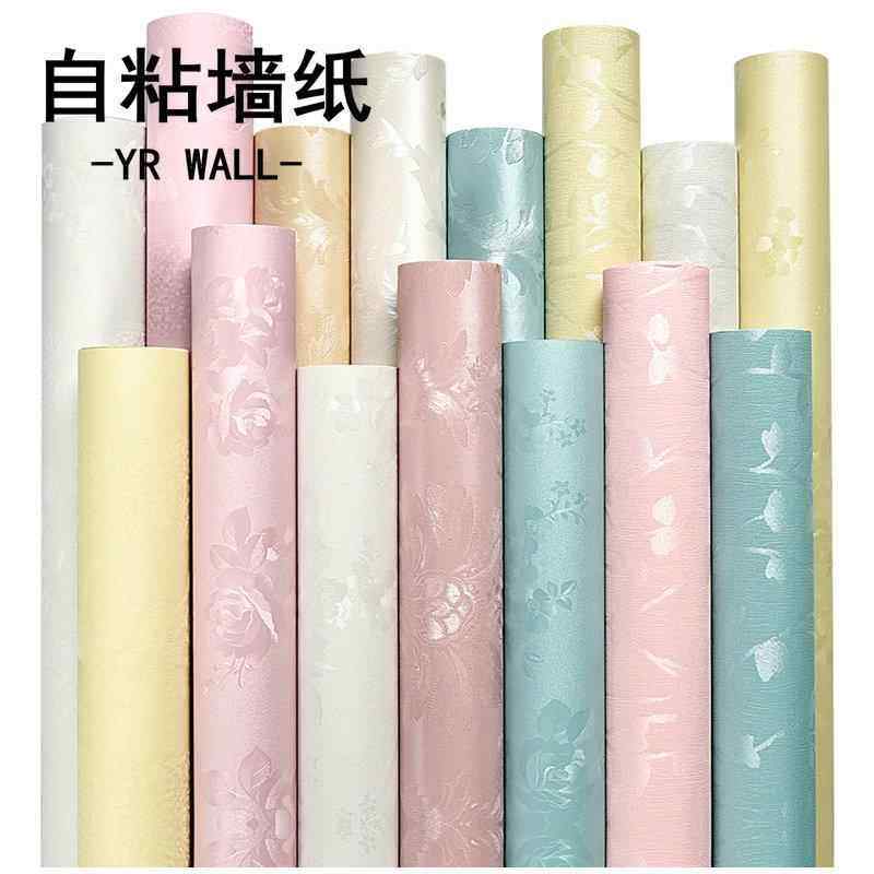 无纺布素色刷胶墙纸自粘卧室客厅简约纯色家用壁纸带背胶
