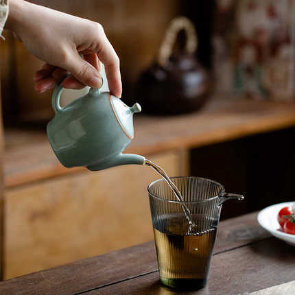 山鼎天青汝瓷茶壶陶瓷大茶壶汝窑开片泡茶器家用功夫茶具单壶礼品