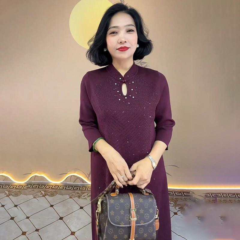 好货高贵妈妈连衣裙春秋大码旗袍立领喜婆婆婚礼服可穿晚礼服气质