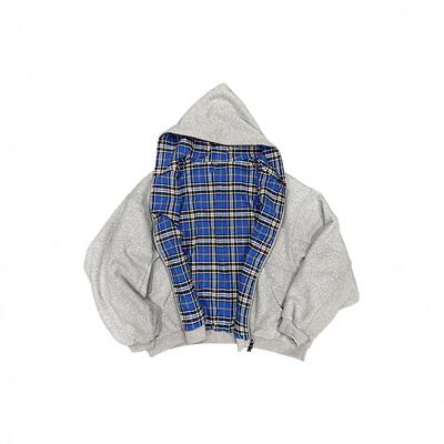 Splicing double-sided cardigan sweatshirt, men's hooded