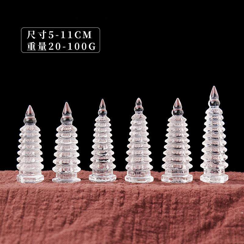 天然白水晶文昌塔办公风水摆件文昌塔雕件水晶原石水晶工艺品摆件
