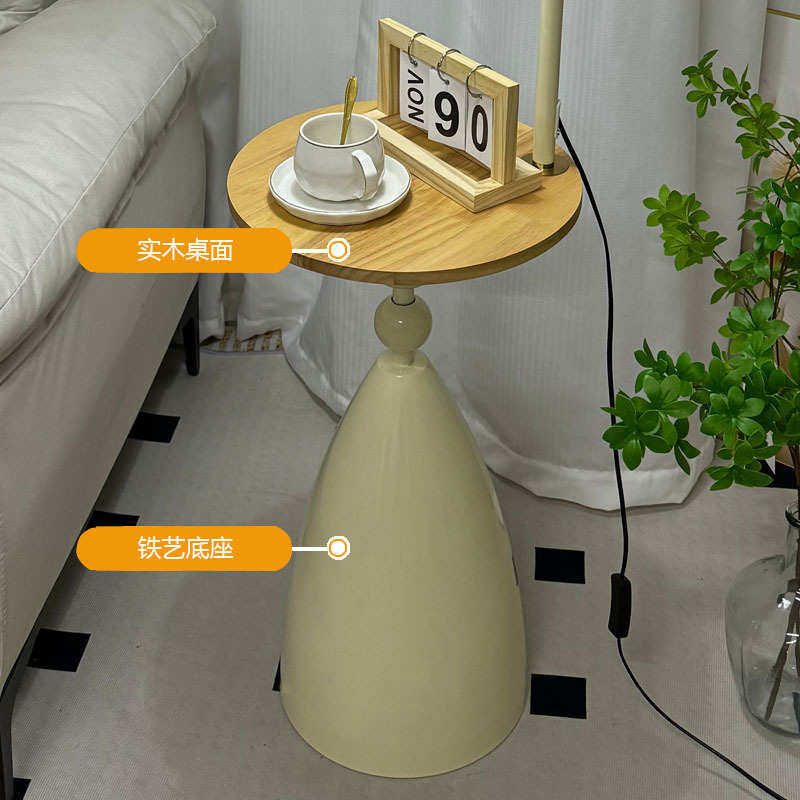 法式奶油风落地灯网红ins羽毛氛围立式台灯卧室床头置物架一体灯