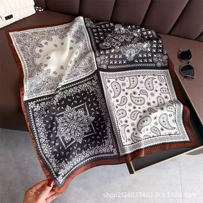 Silk scarf hair band cashew nut square scarf for women丝巾