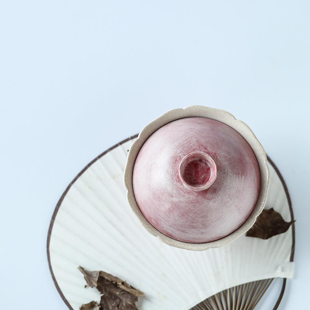 复古纯手工盖碗手刷釉窑变釉快客粗陶泡茶碗精品手作中式茶器茶具