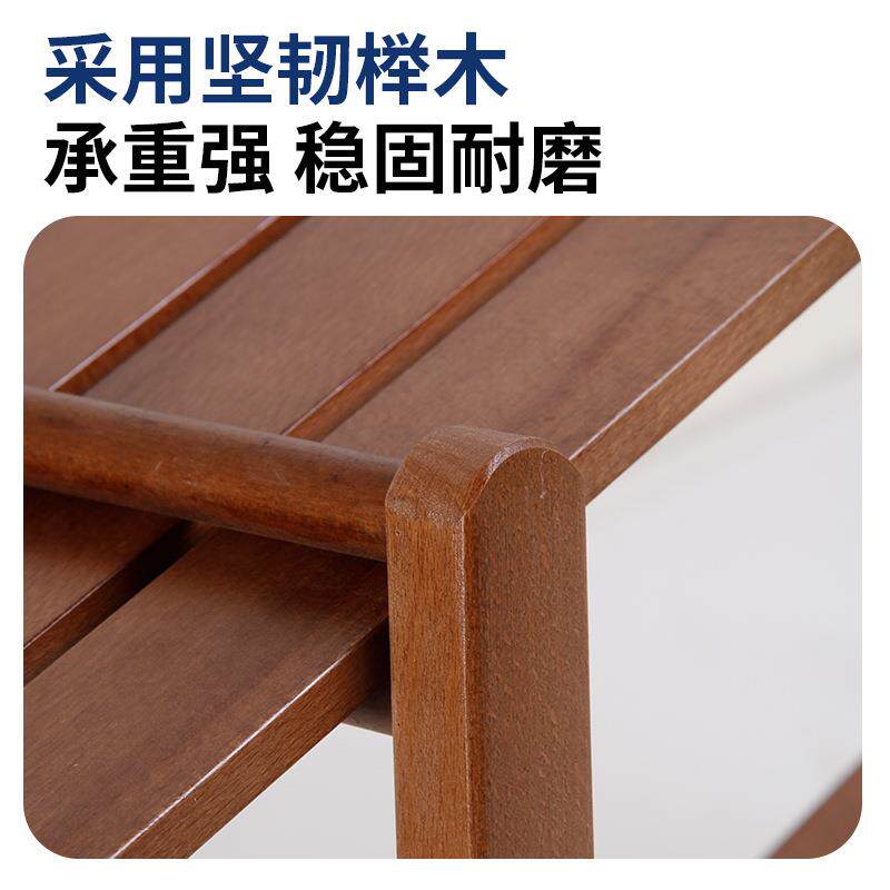 户外露营置物架实木休闲用品双层置物架便携式野营车载烧烤置物架