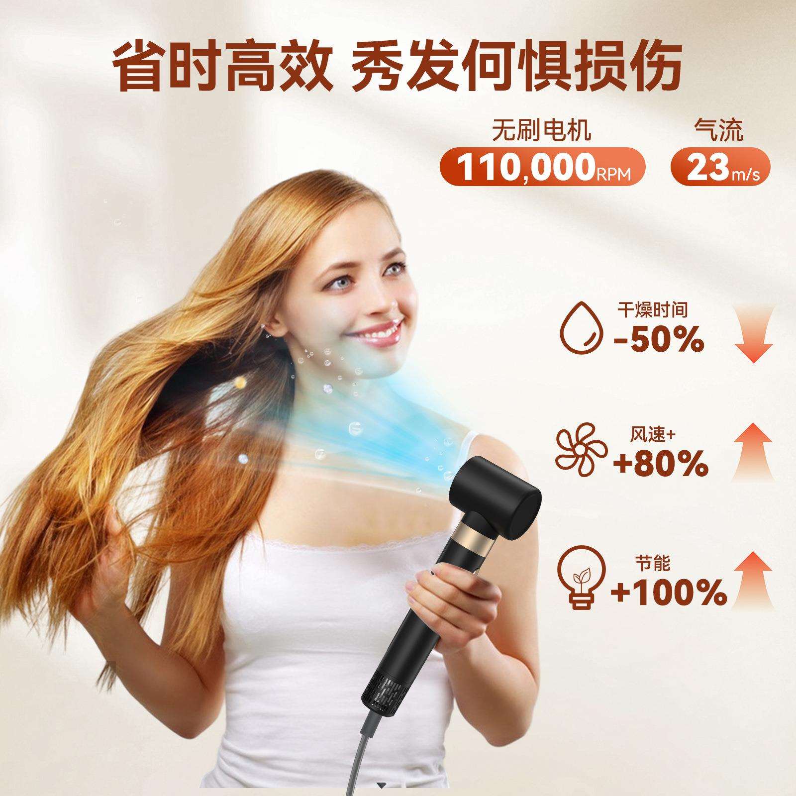外贸八合一高速吹风机负离子亚马逊多功能电吹风五合一热风梳