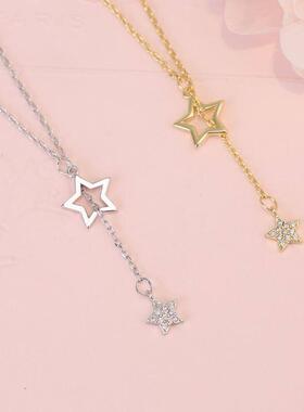 Christmas Gift 925 Sterling Silver Cute Shiny Star Choker Dr