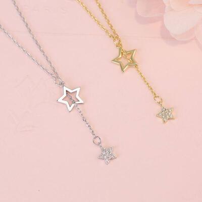 Christmas Gift 925 Sterling Silver Cute Shiny Star Choker Dr