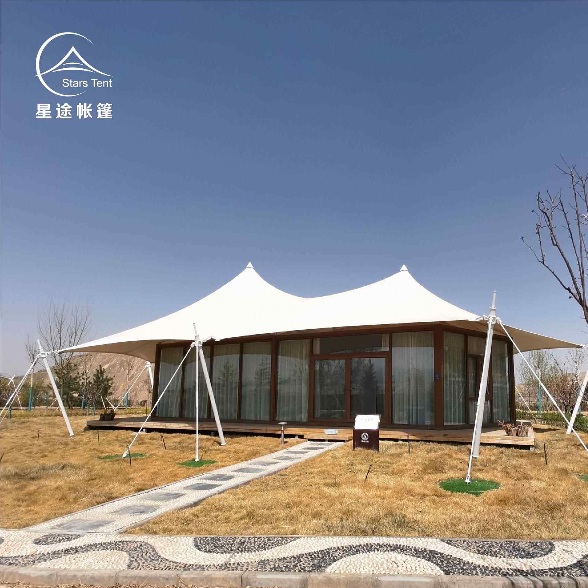 户外野奢酒双店帐篷宿3峰顶风 景区文旅度假民抗帐篷带卫浴玻璃墙