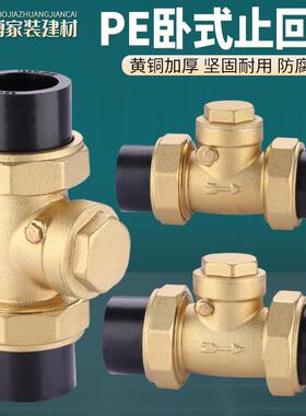 PE止回阀铜卧式双活接止逆阀自来水水管热熔逆止阀4分6分DN20/25
