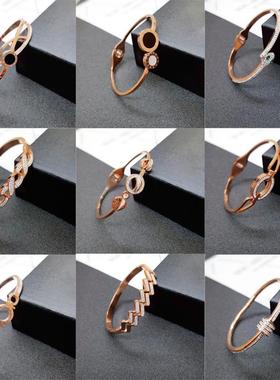 玫瑰金热销钛钢手镯简约开口手镯