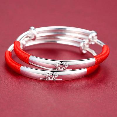 正品宝宝猪足99子9纯银手镯婴儿童男女小银孩满月礼银饰品周岁生