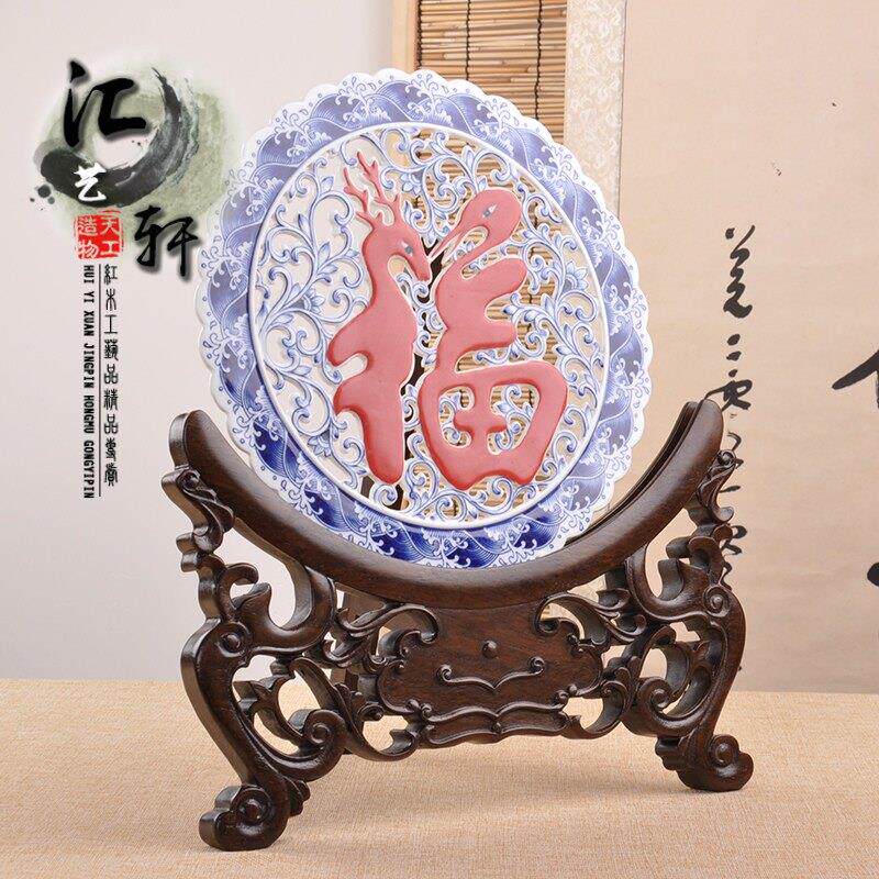 实木非洲黑檀木赏盘架瓷盘茶饼玉盘铜镜展示托 托架家居饰品摆饰
