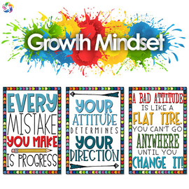 growth mindset成长励志海报英语环创装饰墙贴画校园教室课堂布置