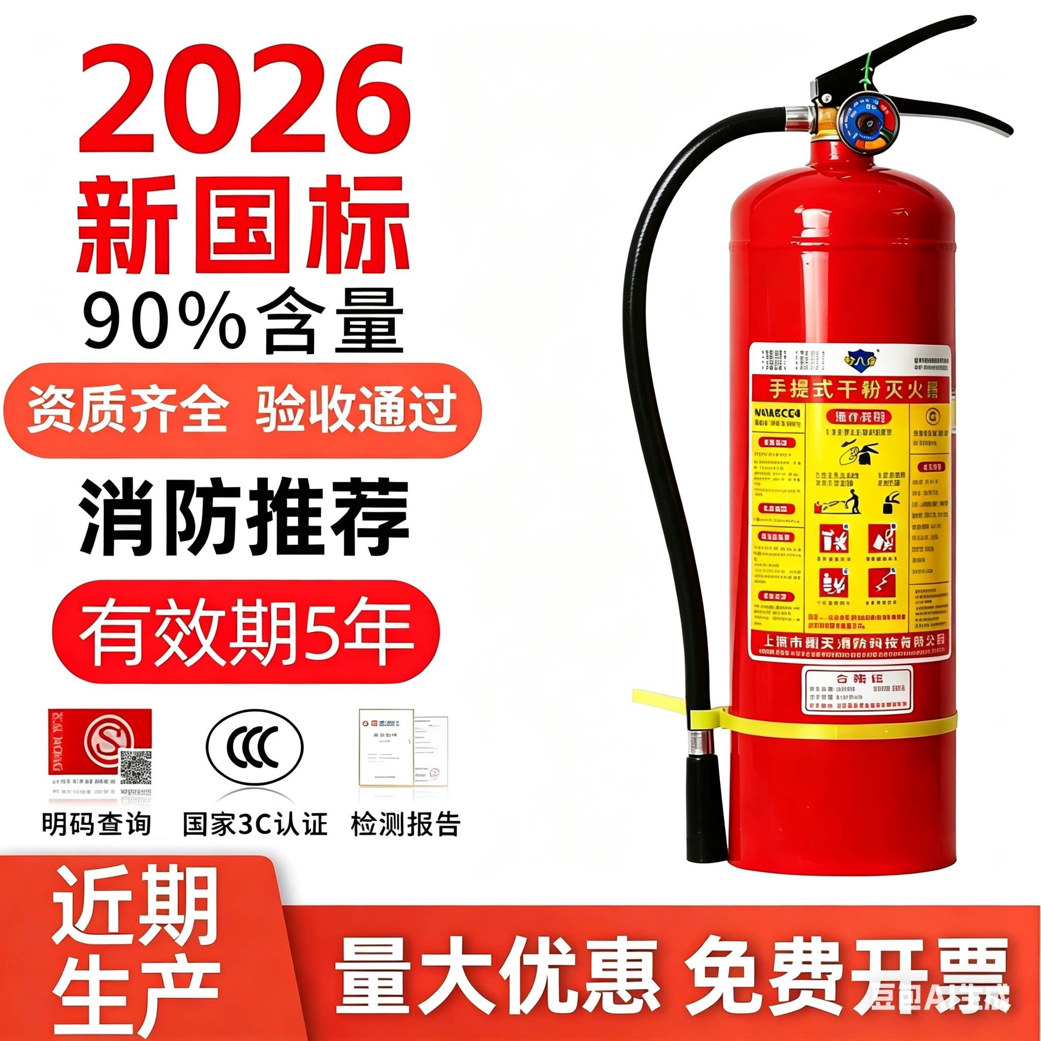 灭火器5公斤干粉商铺用新国标认证5kg手提式4kg灭火器店铺家用
