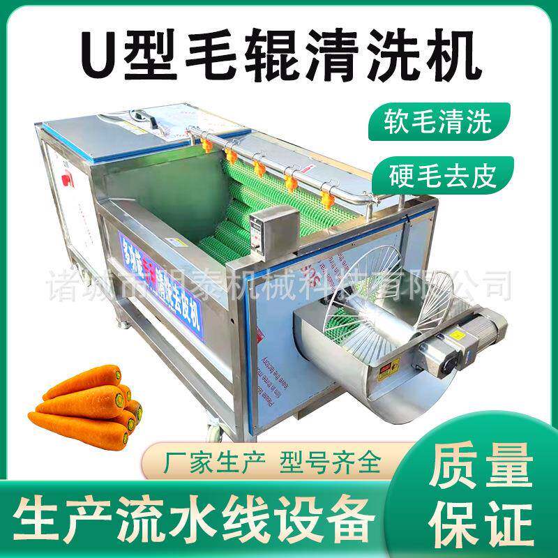 荸荠马蹄毛刷清洗机 莲藕去皮机 大姜去泥机 土豆U型毛辊清洗机