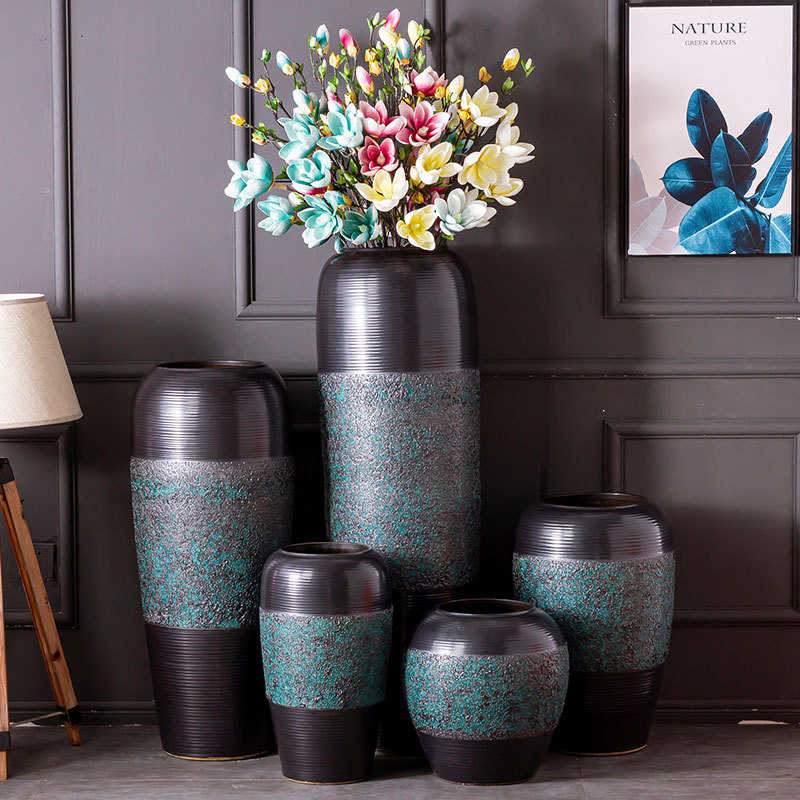 中式陶瓷玄关地大花瓶景德镇兰客厅复古水培落跳舞摆件插花器花瓶