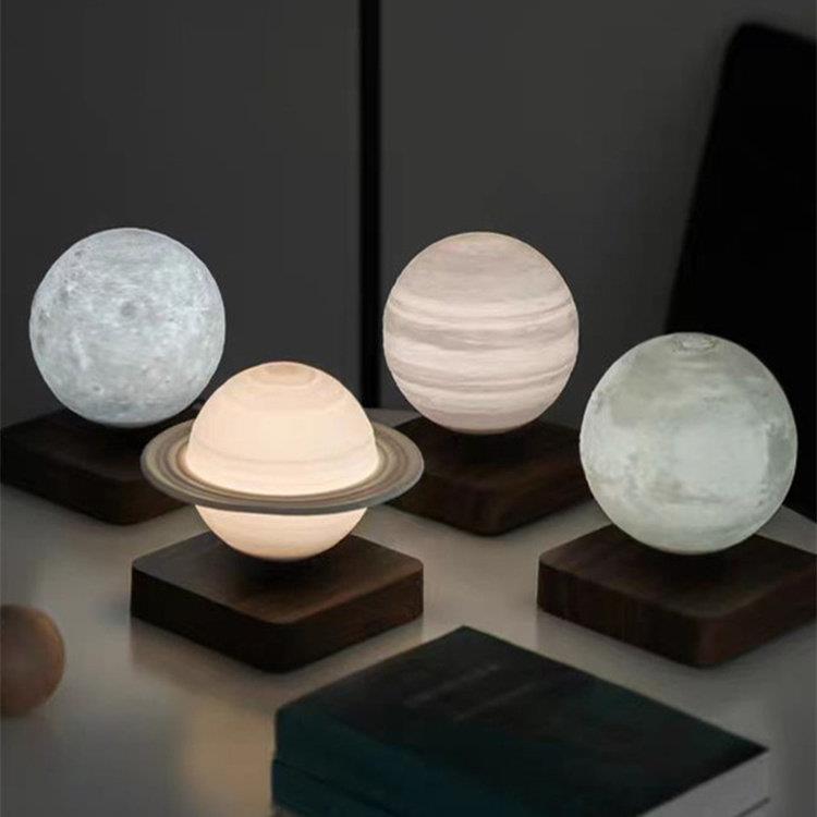 磁浮月球灯桌面摆件创意卧室氛围台灯旋转黑科技小夜灯女送礼物