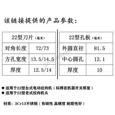 22型鲨鱼绞肉机刀片不锈钢孔板篦子筛板网十字刀配件商用通用大全