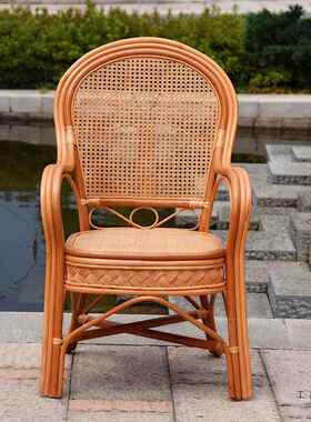 休闲电脑阳台天然真藤单人办老公背式三老人藤椅靠椅件套腾滕REQ