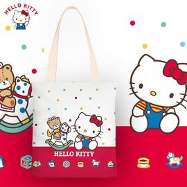 KT猫帆布包女孩卡通HelloKitty手提袋帆布可爱单肩包学生补习书包