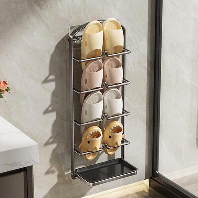 Bathroom slipper rack no-drill wall-mounted storage shelf, s