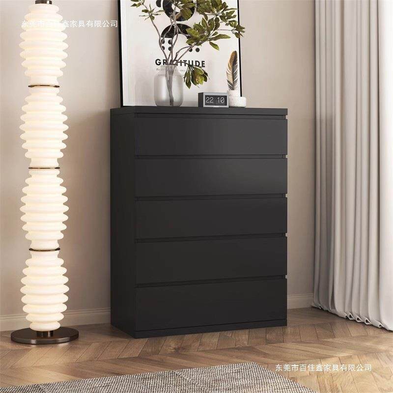 家用实木斗柜北欧风卧室客厅抽屉柜电视柜美式风格黑色五斗柜子