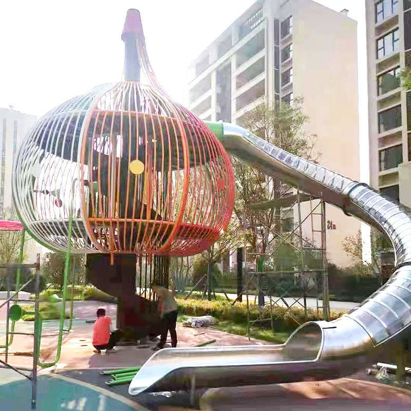 户外不锈钢滑梯小区景点大型无动力幼儿园游乐场设备室内非标定制