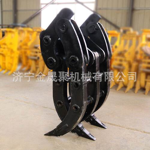 日式抓钢机耐用灵活缸驱动抓料60°旋转挖机属具抓木草抓钢器