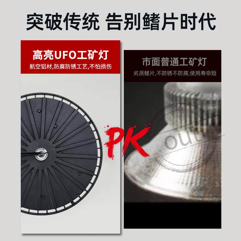 超亮UFO工矿灯厂房照明灯200w车间仓库灯罩库房工厂工业led吊灯