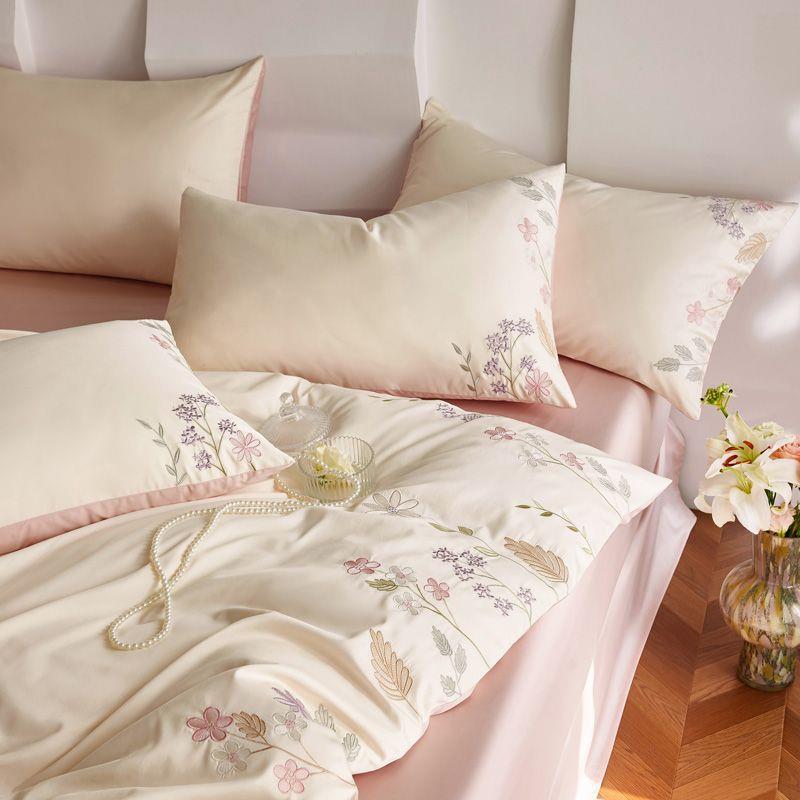 棉轻奢A类母婴级长绒Pm-am037全棉四裸件套纯棉刺绣套罩被睡床单