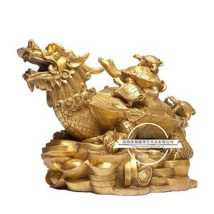 雄狮雕塑铜龙龟乔迁送长辈家居装饰黄铜工艺礼品摆件