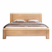 加厚榉木实木床简约现代1.8米主卧大床双人床1.5米卧室高箱储物床